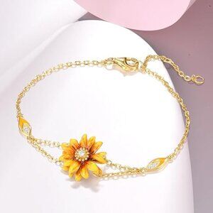 Neiman Marcus Yellow Daisy 925 Sterling Silver Bracelet